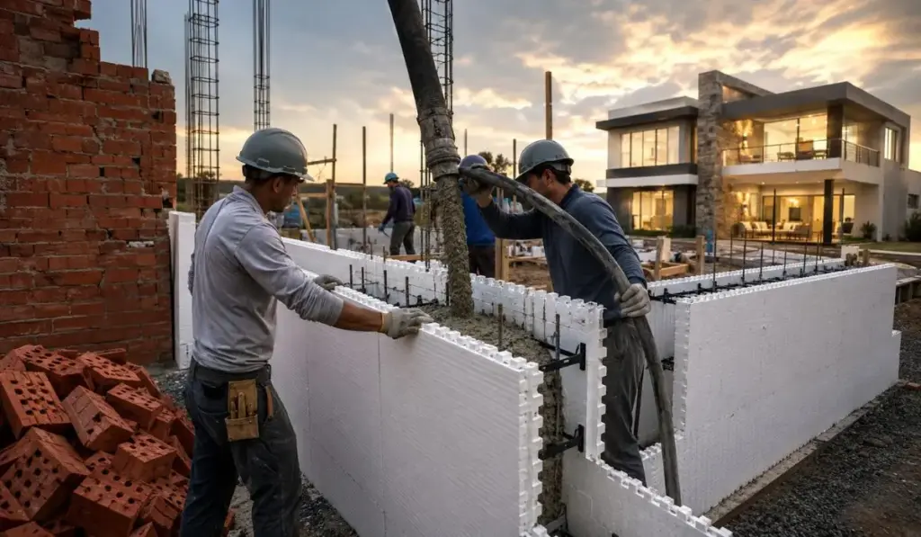 O fim da era do tijolo já começou: painéis gigantes de poliestireno expandido preenchidos com concreto aceleram obras, substituem a alvenaria tradicional e prometem cortar em até 60% a conta de energia de casas e prédios O fim da era do tijolo já começou: painéis gigantes de poliestireno expandido preenchidos com concreto aceleram obras, substituem a alvenaria tradicional e prometem cortar em até 60% a conta de energia de casas e prédios