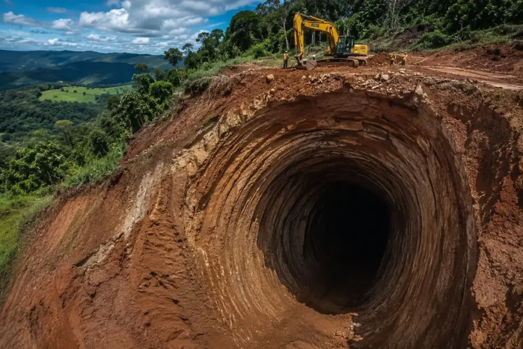 Durante uma obra em Lauro Müller, em Santa Catarina, trabalhadores abriram o solo e encontraram um túnel pré-histórico de mais de 10 mil anos, cavado não por gente, mas por animais gigantes extintos que pesavam até 6 toneladas