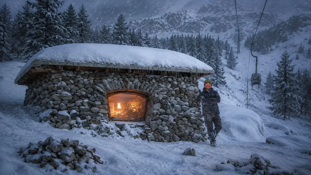 Ele carregou 175 toneladas de granito nas costas, passou 5 anos construindo sozinho uma cabana de 28 m² sem luz da rua e ainda instalou um teleférico particular de um assento na montanha