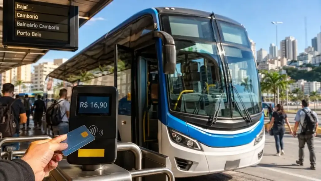 Em menos de cinco meses, passagem de ônibus aumenta duas vezes no Litoral Norte de Santa Catarina, tarifa chega a R$ 16,90, famílias refazem contas para trabalhar e estudar e críticas crescem porque o reajuste de 6,85% chegou antes das melhorias cobradas pelos usuários nas linhas intermunicipais mais utilizadas da região
