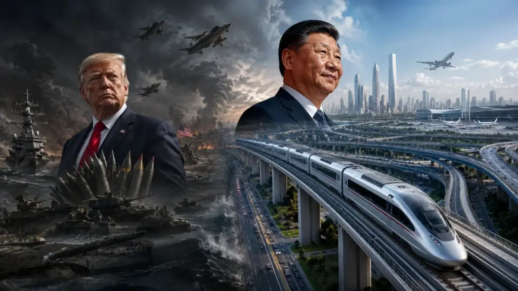 Enquanto os EUA elevam os gastos de guerra, a China terminou o último plano quinquenal com a maior malha de trens-bala do planeta e quase 200 mil km de autoestradas, apostando em obras em vez de conflitos, segundo balanço oficial de Pequim