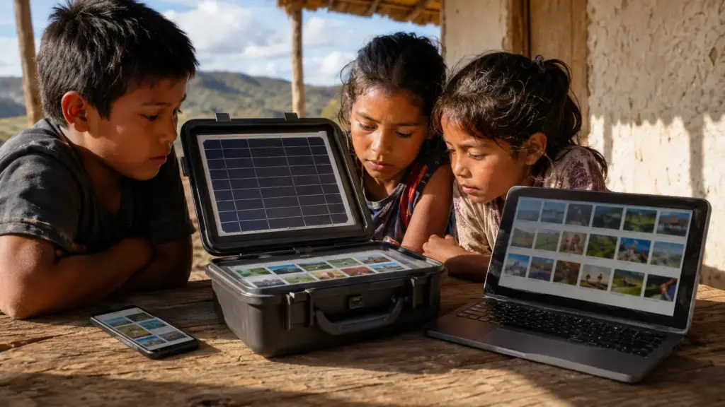 Sem tomada, sinal de celular ou acesso à internet, universidade cria uma caixa solar que abre uma rede Wi-Fi própria, conecta até 25 aparelhos e libera 45 mil materiais educacionais pelo navegador