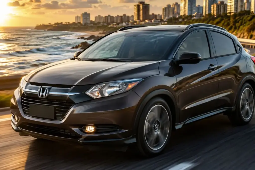 Esbanjando motor 1.8 FlexOne i-VTEC de 140 cv, torque de 17,4 kgfm, câmbio CVT, tração 4×2 e porta-malas de 431 litros, este SUV Honda HR-V 2015