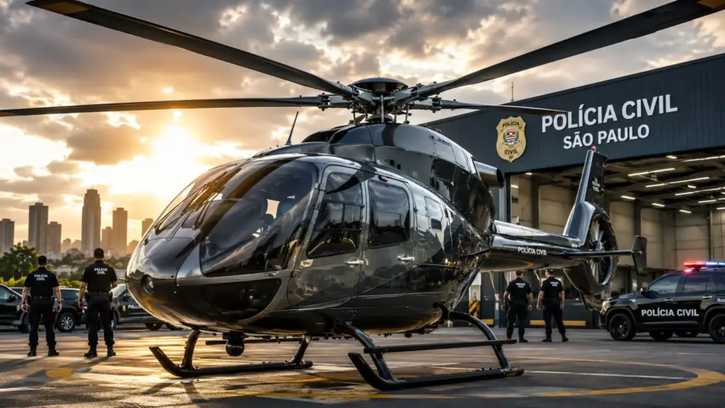 Helicóptero de R$ 25 milhões é capturado e agora reforça operações da polícia de SP após Justiça liberar Airbus EC130 T2 apreendido em investigação que bloqueou R$ 5,2 bilhões, sequestrou 76 imóveis recentemente surpreendendo investigadores