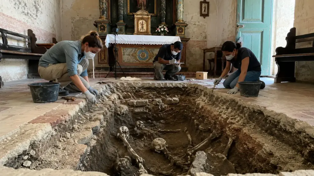 Equipes restauravam uma capela escondida no bairro da Liberdade quando acharam, sob o piso, novos sepultamentos do antigo Cemitério dos Aflitos, vestígio apagado da história negra e indígena de São Paulo