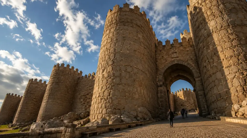 Muralha colossal cerca cidade medieval com 2,5 km, 82 torres e nove portas quase intactas há quase mil anos, permitindo caminhada de 1,7 km sobre a fortificação que revela um dos cenários mais preservados da Espanha