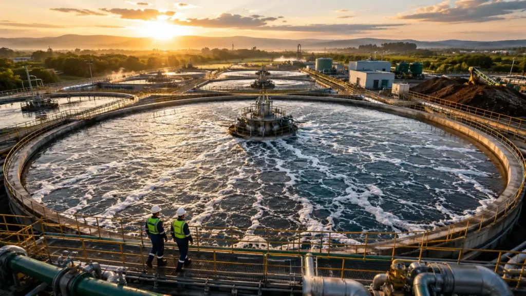 Jundiaí “engole” até 217,7 milhões de litros de esgoto em um dia de pico: uma estação pioneira usa ar difuso, oito lagoas e centrífugas para remover 96% da carga orgânica e mandar 3,5 mil toneladas de lodo por mês à compostagem