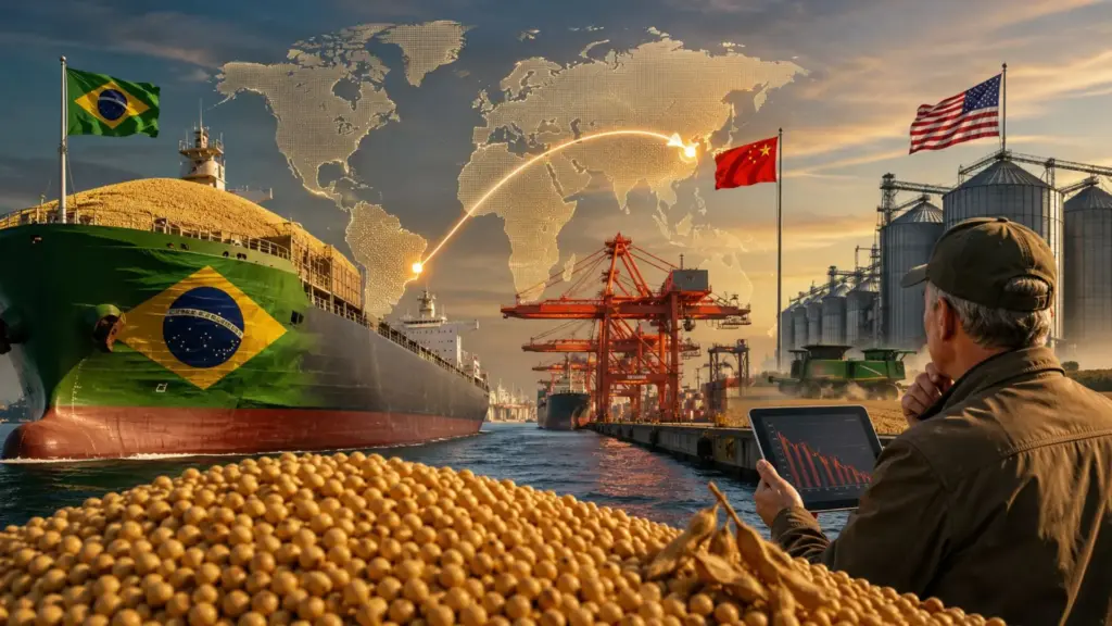 China foca no Brasil e movimento bilionário no mercado de soja acende alerta nos Estados Unidos, enquanto números históricos revelam uma mudança silenciosa capaz de redesenhar o comércio global da commodity