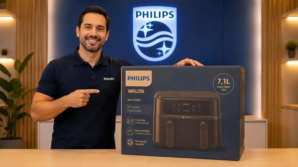 Nova era da Air fryer: Philips surge com tecnologia de cesto duplo, 7,1 litros, 1.700 W e controles independentes para preparar 2 receitas ao mesmo tempo, mas um detalhe descoberto no teste pode surpreender antes da compra