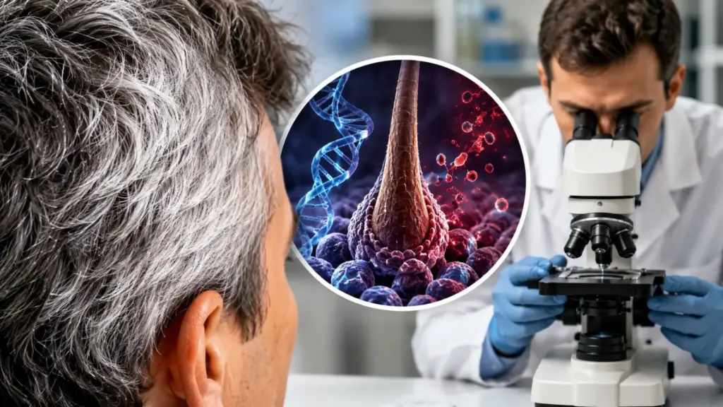 Ciência investiga a origem dos cabelos grisalhos e faz descoberta surpreendente em estudo que revela uma ligação inesperada entre danos no DNA, células do folículo e um risco que poucos imaginavam