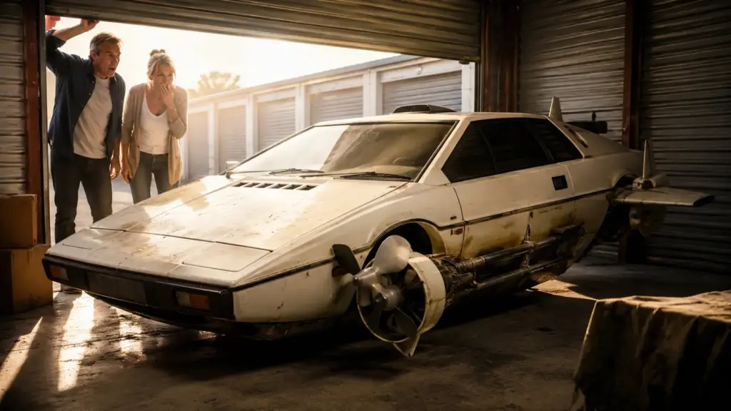 Casal abriu um depósito comprado sem inspeção e encontrou o Lotus de James Bond com hélices no lugar das rodas, cabine feita para um mergulhador e valor final da relíquia ficou em £ 616 mil