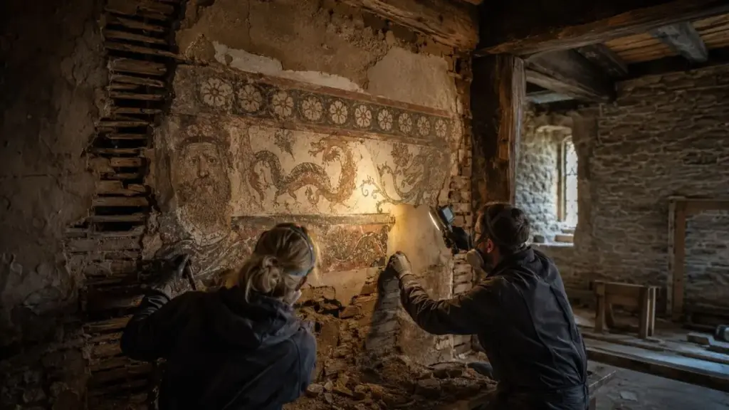 Mansão medieval passa por restauração de sete anos e £ 5 milhões em Yorkshire, trabalhadores abrem uma parede de um quarto comum e encontram pinturas Tudor da década de 1550 escondidas havia séculos, enquanto o complexo recupera salão, capela e aposentos históricos e passa a receber hóspedes por cerca de £ 35 por pessoa Mansão medieval passa por restauração de sete anos e £ 5 milhões em Yorkshire, trabalhadores abrem uma parede de um quarto comum e encontram pinturas Tudor da década de 1550 escondidas havia séculos, enquanto o complexo recupera salão, capela e aposentos históricos e passa a receber hóspedes por cerca de £ 35 por pessoa