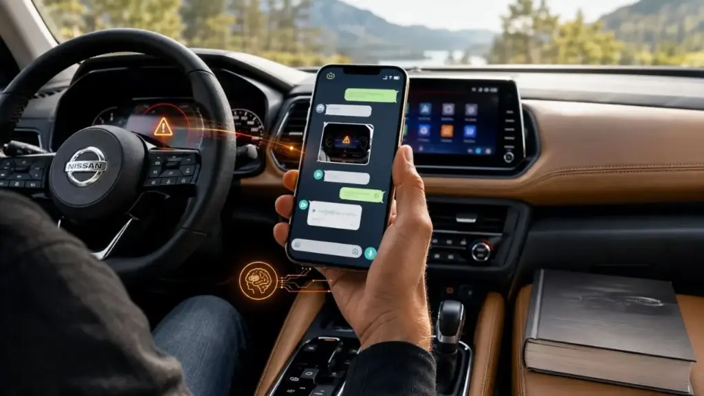 Nissan transforma o manual do carro em uma conversa no WhatsApp: donos do Kicks e do Kait podem consultar funções, alertas do painel e orientações de uso por meio de inteligência artificial, sem precisar procurar respostas em centenas de páginas Nissan transforma o manual do carro em uma conversa no WhatsApp: donos do Kicks e do Kait podem consultar funções, alertas do painel e orientações de uso por meio de inteligência artificial, sem precisar procurar respostas em centenas de páginas