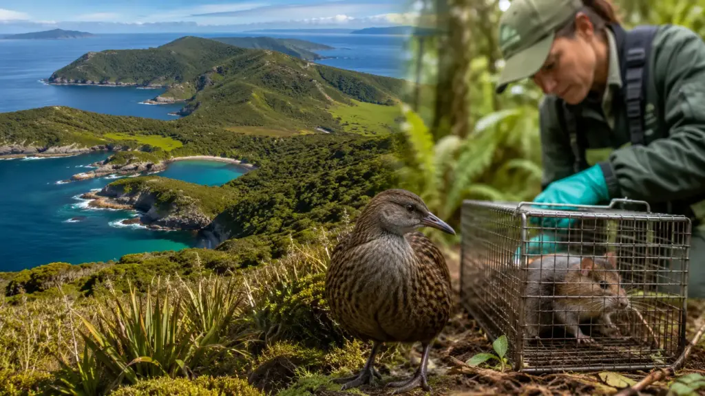 Nova Zelândia prepara megaoperação em três ilhas até 15 vezes maiores que áreas já descontaminadas para eliminar invasores e tentar devolver vida ao kākāpō e às megaflores subantárticas Nova Zelândia prepara megaoperação em três ilhas até 15 vezes maiores que áreas já descontaminadas para eliminar invasores e tentar devolver vida ao kākāpō e às megaflores subantárticas