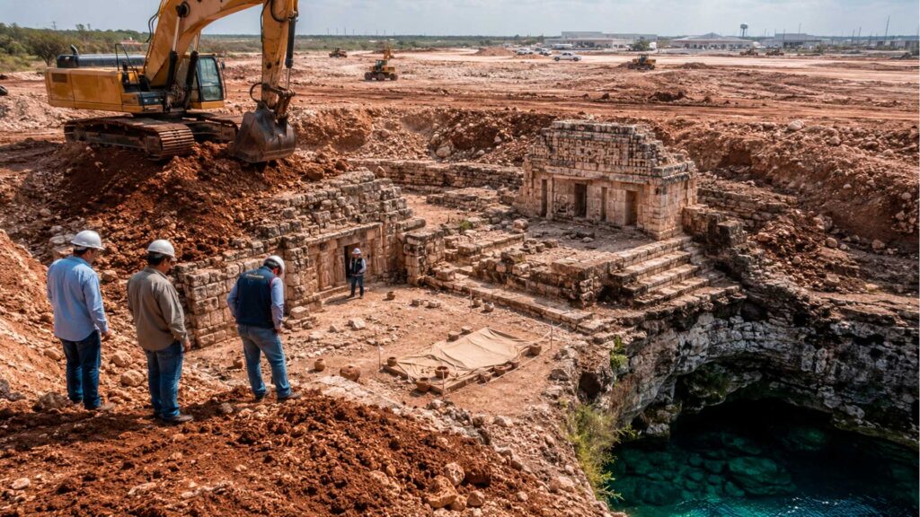 Preparando um terreno para erguer um parque industrial nos arredores de Mérida, trabalhadores rasgaram o solo e revelaram Xiol, uma cidade maia de até 1.400 anos com 12 edifícios, pirâmides, praça, cenote e sepultamentos de 15 adultos e crianças Preparando um terreno para erguer um parque industrial nos arredores de Mérida, trabalhadores rasgaram o solo e revelaram Xiol, uma cidade maia de até 1.400 anos com 12 edifícios, pirâmides, praça, cenote e sepultamentos de 15 adultos e crianças