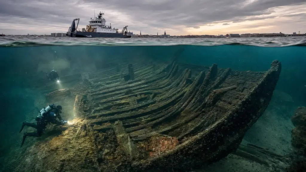 Escondido sob a areia perto de Copenhague por cerca de 600 anos, navio mercante medieval de 28 metros reaparece com cordames, cozinha de tijolos, objetos pessoais e capacidade para 300 toneladas