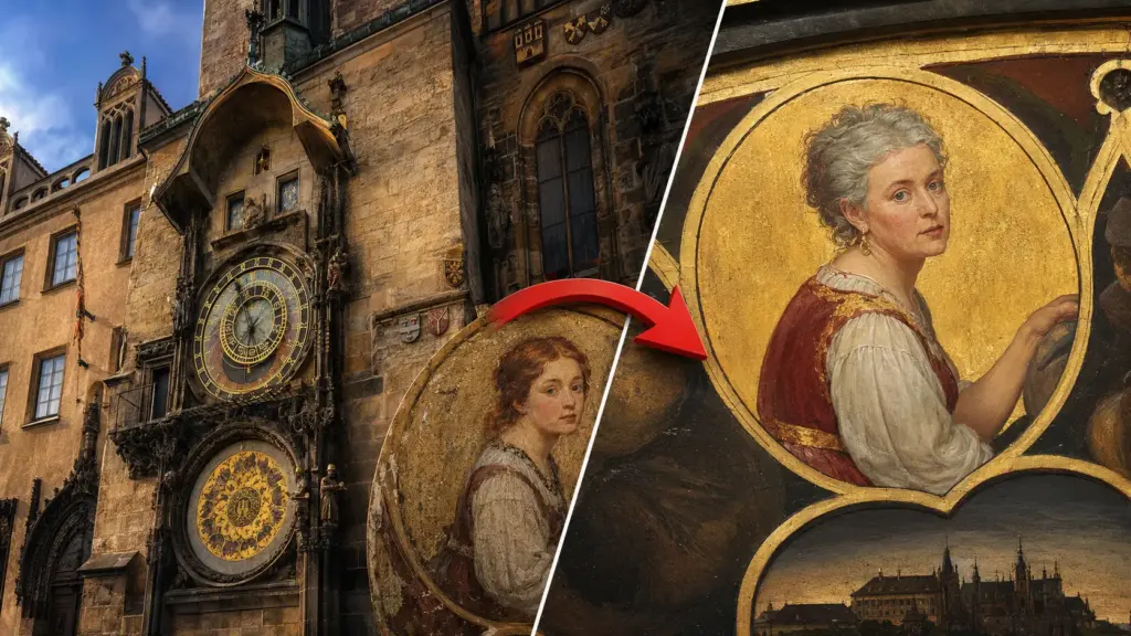 Após gastar milhões na restauração do relógio astronômico de Praga, cidade foi alertada quatro anos depois de que rostos, roupas, cabelos, idades e até gêneros haviam sido alterados no calendário de 1866