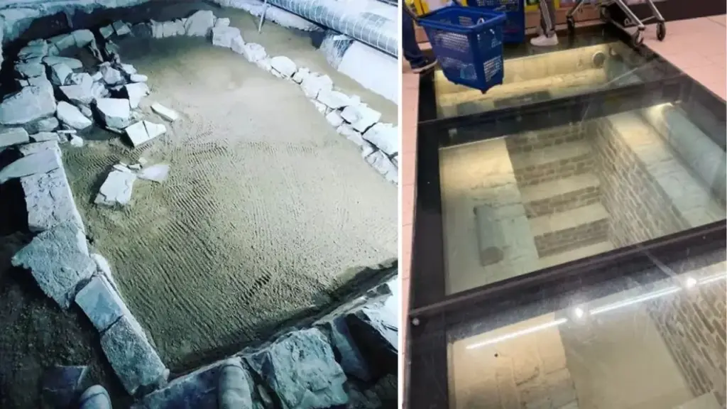 Rede constrói supermercado no centro de Dublin e encontra ruínas vikings de 1070, escadaria de teatro do século XVIII e arcos históricos durante as escavações, depois instala pisos de vidro para clientes fazerem compras observando quase mil anos de cidade preservados sob os próprios pés Rede constrói supermercado no centro de Dublin e encontra ruínas vikings de 1070, escadaria de teatro do século XVIII e arcos históricos durante as escavações, depois instala pisos de vidro para clientes fazerem compras observando quase mil anos de cidade preservados sob os próprios pés