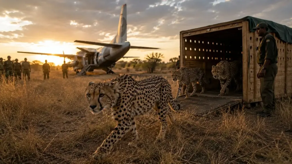 Setenta anos depois de o guepardo sumir do país, a Índia trouxe de avião felinos da África e soltou-os numa reserva, onde já nasceu a segunda geração selvagem