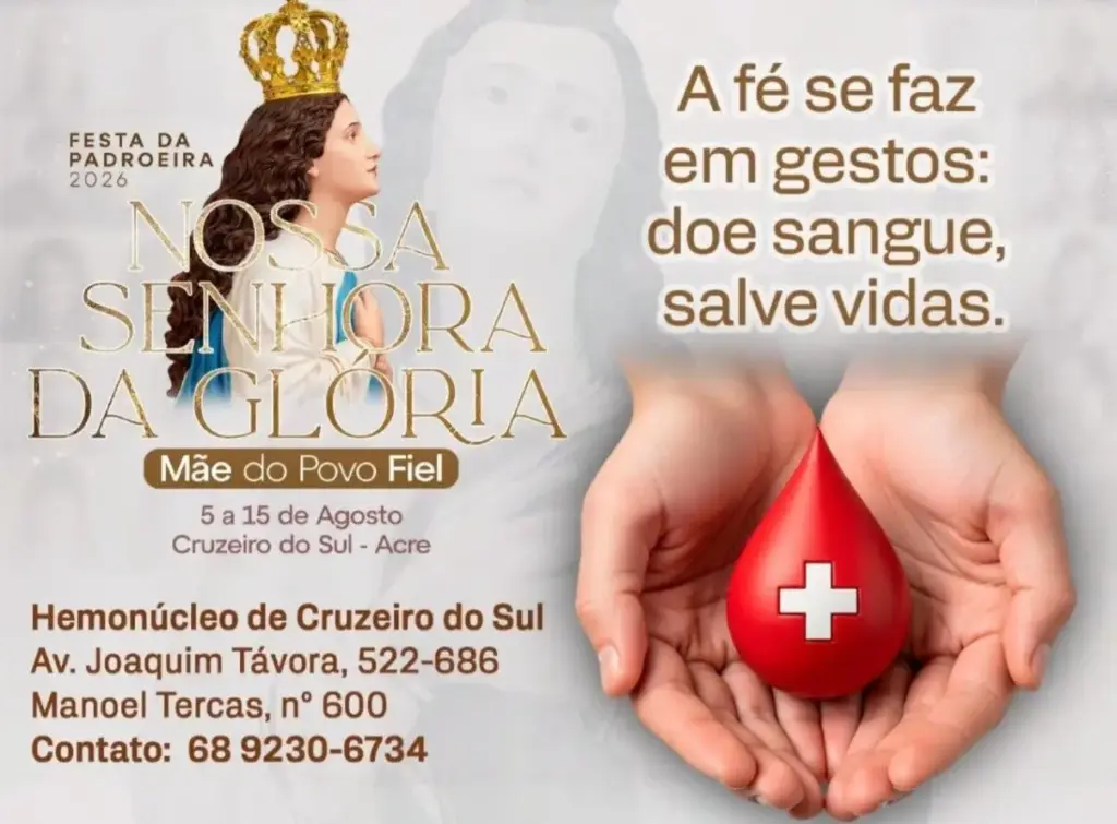 Com tema “A fé se faz em gestos”, Diocese e Hemonúcleo lançam campanha de doação de sangue em Cruzeiro do Sul