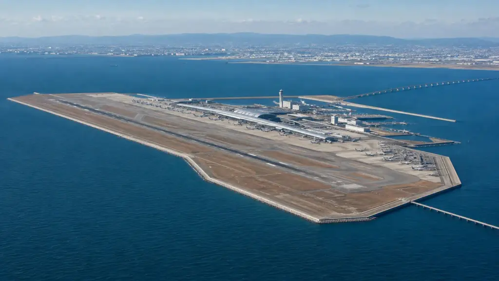 Para resolver a falta de espaço e o barulho, o Japão criou uma ilha de 4 km, ergueu um aeroporto sobre ela, gastou R$ 100 bilhões e hoje enfrenta afundamento, tufões e inundações