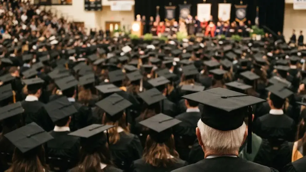 Ela passou 44 anos trabalhando no setor administrativo da própria universidade, começando e parando os estudos sempre que a vida apertava, até atravessar o palco aos 75 anos como a formanda mais velha de uma turma com mais de 8 mil pessoas Ela passou 44 anos trabalhando no setor administrativo da própria universidade, começando e parando os estudos sempre que a vida apertava, até atravessar o palco aos 75 anos como a formanda mais velha de uma turma com mais de 8 mil pessoas