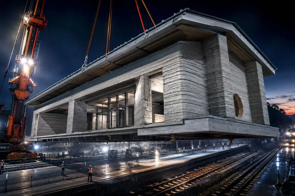Impressa em 7 dias e montada em menos de 6 horas entre o último trem da noite e o primeiro da manhã, uma estação ferroviária japonesa substituiu o prédio de madeira de 75 anos pela metade do custo Impressa em 7 dias e montada em menos de 6 horas entre o último trem da noite e o primeiro da manhã, uma estação ferroviária japonesa substituiu o prédio de madeira de 75 anos pela metade do custo