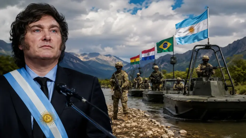 Milei inaugura uma nova era militar nas fronteiras da Argentina, prepara o envio de tropas para as divisas com Brasil, Paraguai e Bolívia e avança com decretos que rompem uma barreira mantida desde a redemocratização ao aproximar as Forças Armadas de tarefas de segurança interna Milei inaugura uma nova era militar nas fronteiras da Argentina, prepara o envio de tropas para as divisas com Brasil, Paraguai e Bolívia e avança com decretos que rompem uma barreira mantida desde a redemocratização ao aproximar as Forças Armadas de tarefas de segurança interna