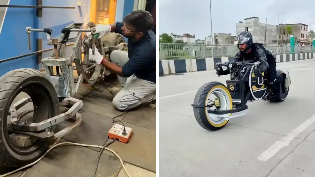 Três estudantes de engenharia transformam peças de veículos antigos em uma motocicleta elétrica com câmeras, GPS e sensores, criando após um ano de trabalho um protótipo funcional que reduz a velocidade e para automaticamente ao detectar obstáculos Três estudantes de engenharia transformam peças de veículos antigos em uma motocicleta elétrica com câmeras, GPS e sensores, criando após um ano de trabalho um protótipo funcional que reduz a velocidade e para automaticamente ao detectar obstáculos