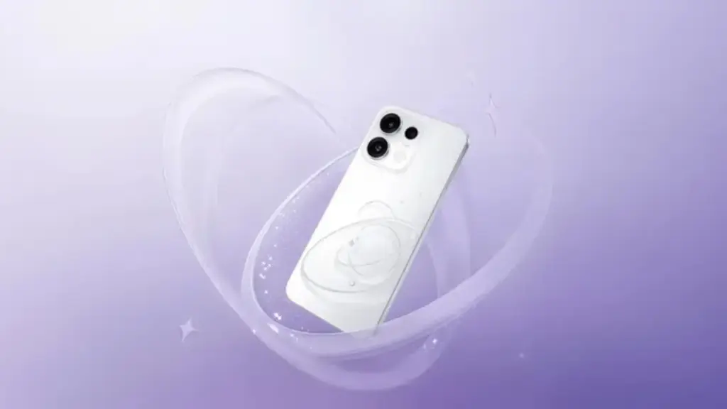 Novo celular da Oppo, o Reno16, terá efeito holográfico criando a imagem de um planeta que parece flutuar sobre o celular