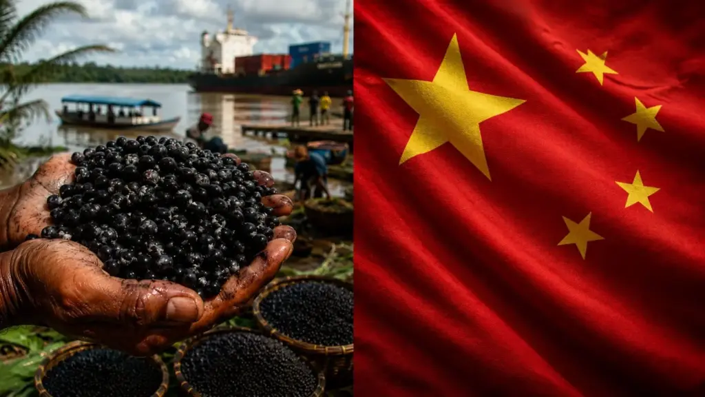 15 mil toneladas de açaí amazônico já têm comprador garantido até 2031, uma gigante chinesa fechou o negócio com uma cooperativa do Amapá durante uma feira em Xangai e abriu as portas de um dos maiores mercados do mundo para o fruto