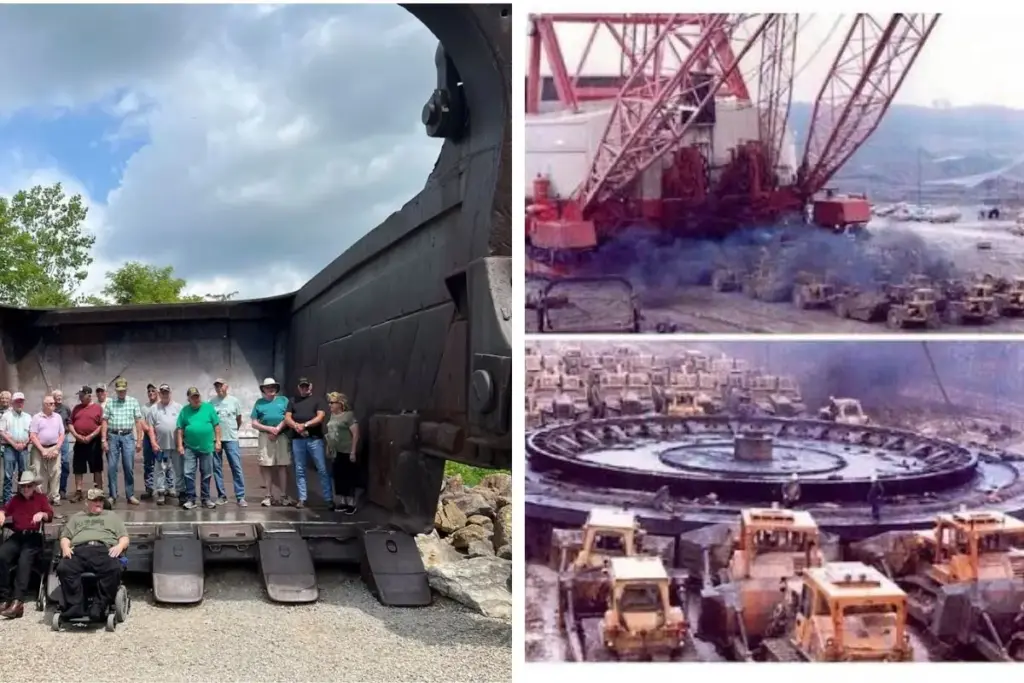 A caçamba de 240 toneladas da maior escavadeira dragline já construída, capaz de erguer 325 toneladas de terra de uma só vez, foi retirada de uma mina de carvão em Ohio e terminou fincada num parque memorial da mineração