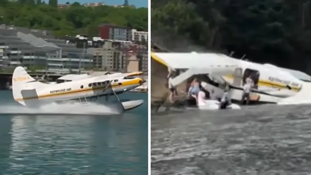 A poucos quilômetros do destino, piloto tentou salvar 10 passageiros ao desviar de uma tempestade, mas o hidroavião atingiu uma margem rochosa e explodiu em chamas nos Estados Unidos; mesmo feridos e cercados pelo fogo, os 11 ocupantes escaparam com vida enquanto barcos próximos corriam para resgatá-los A poucos quilômetros do destino, piloto tentou salvar 10 passageiros ao desviar de uma tempestade, mas o hidroavião atingiu uma margem rochosa e explodiu em chamas nos Estados Unidos; mesmo feridos e cercados pelo fogo, os 11 ocupantes escaparam com vida enquanto barcos próximos corriam para resgatá-los