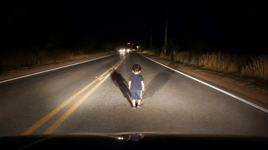 Ao dirigir pela MT-242 durante a noite, motorista encontra menino de 2 anos no meio da rodovia, consegue desviar por pouco depois de duas carretas passarem pelo mesmo trecho, decide parar e descobre que ele havia saído de uma casa a cerca de 100 metros sem que a responsável percebesse