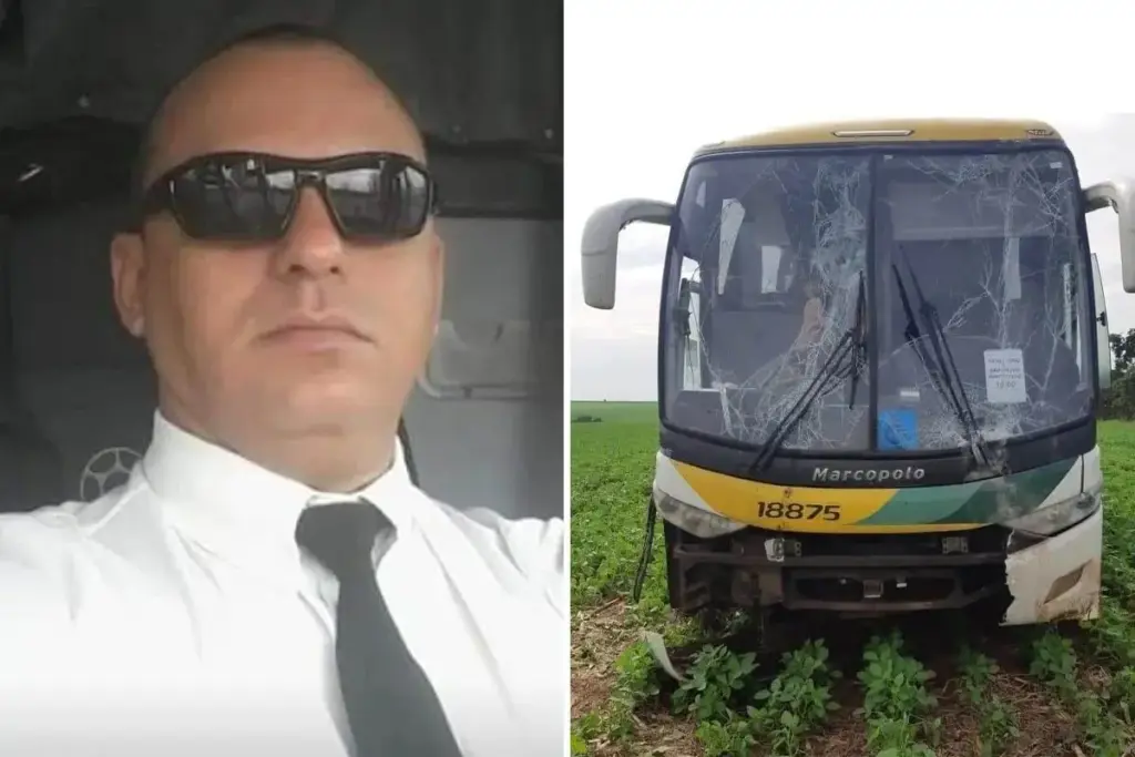 Ao dirigir um ônibus interestadual pela BR-364, em Jataí, motorista de 45 anos sente um mal súbito, tira o veículo da rodovia para dentro de uma plantação de soja, salva os 40 passageiros que levava e morre ao volante antes da chegada do socorro.