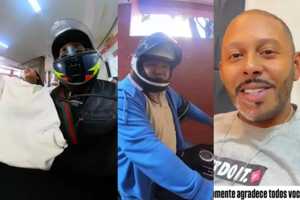 Ao passar de moto pela Avenida Augusto de Lima, no centro de Belo Horizonte, dois motoboys percebem um carro pedindo passagem com urgência, seguem na frente abrindo o trânsito e levam mulher com princípio de infarto ao Hospital João XXIII, que já recebeu alta