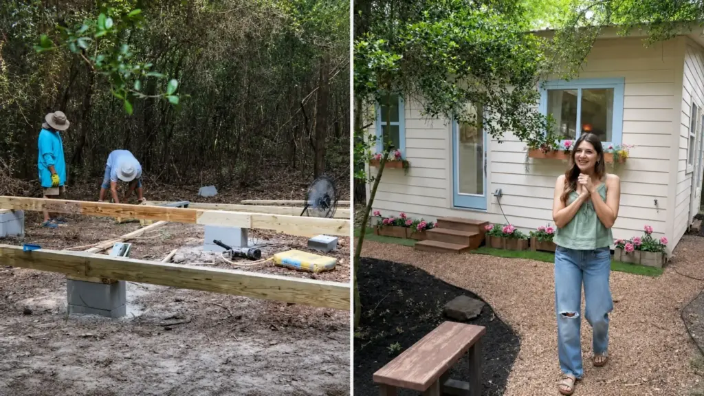 Aos 19 anos, ela alugou um apartamento, achou que estava jogando dinheiro fora, aceitou um pedaço do terreno dos pais, comprou a planta da casa por poucos dólares no Etsy e ergueu 28 m² por US$ 45 mil: ‘é muito melhor do que pagar aluguel’ Aos 19 anos, ela alugou um apartamento, achou que estava jogando dinheiro fora, aceitou um pedaço do terreno dos pais, comprou a planta da casa por poucos dólares no Etsy e ergueu 28 m² por US$ 45 mil: ‘é muito melhor do que pagar aluguel’