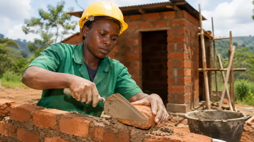 Pai queria que a filha fosse enfermeira e aceitou que ela estudasse eletricidade, mas aos 28 anos ela revelou que havia trocado o curso escondida por alvenaria, entrou para a construção em Uganda, construiu centenas de banheiros e agora guarda dinheiro para estudar engenharia Pai queria que a filha fosse enfermeira e aceitou que ela estudasse eletricidade, mas aos 28 anos ela revelou que havia trocado o curso escondida por alvenaria, entrou para a construção em Uganda, construiu centenas de banheiros e agora guarda dinheiro para estudar engenharia