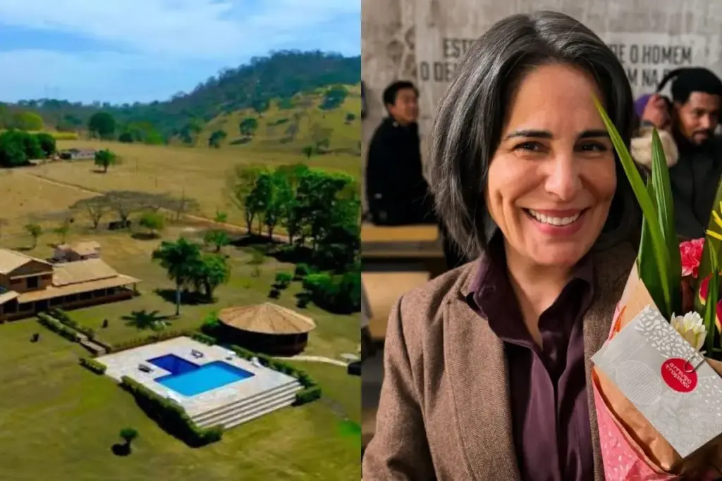 Aos 62 anos, Glória Pires mantém com Orlando Morais desde os anos 1990 uma fazenda em Goiás, perto da capital, onde o casal cria gado de corte e cultiva grãos, e levou para a vida real exatamente o que ela interpretou na novela das nove: uma produtora rural Aos 62 anos, Glória Pires mantém com Orlando Morais desde os anos 1990 uma fazenda em Goiás, perto da capital, onde o casal cria gado de corte e cultiva grãos, e levou para a vida real exatamente o que ela interpretou na novela das nove: uma produtora rural
