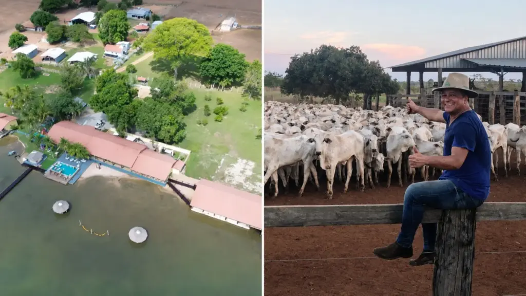 Aos 63 anos, Leonardo transforma fazenda estimada em R$ 60 milhões num império rural onde cinco mil bois dividem mil hectares com mansão, haras, grande lago, praia artificial, pista de pouso e um refúgio reservado para toda família em Goiás