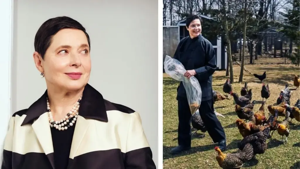 Aos 74 anos, Isabella Rossellini mantém uma fazenda de 11 hectares nos arredores de Nova York, comprada para proteger a área do avanço imobiliário, onde preserva raças raras de ovelhas, cabras, galinhas, perus e outros animais em um projeto dedicado à biodiversidade