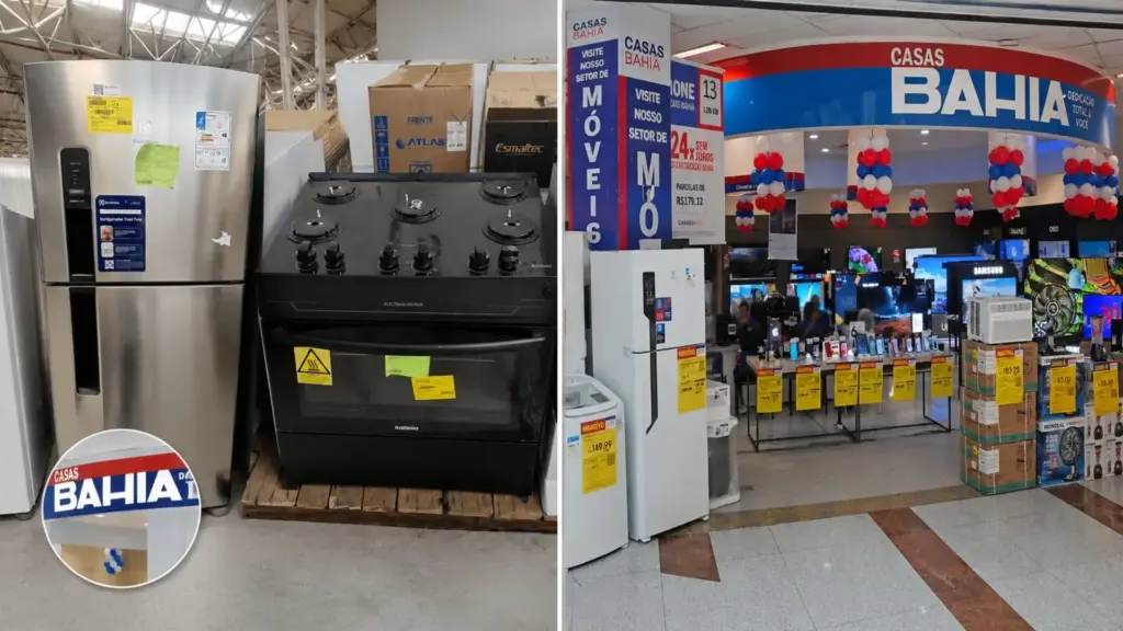 Após fechar 298 lojas, Casas Bahia leva 390 produtos a leilão com descontos de até 85%, incluindo fogão por R$ 453 e celular Samsung por R$ 235, enquanto regras de retirada e avarias podem mudar a economia anunciada ao consumidor