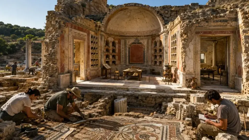Arqueólogos identificam na Espanha a biblioteca romana mais antiga já documentada na Península Ibérica, instalada no século IV em uma villa de elite e reconhecida por nichos, ábside, pódio e salas auxiliares que revelam como leitura, estudo e prestígio intelectual faziam parte da vida das famílias romanas locais Arqueólogos identificam na Espanha a biblioteca romana mais antiga já documentada na Península Ibérica, instalada no século IV em uma villa de elite e reconhecida por nichos, ábside, pódio e salas auxiliares que revelam como leitura, estudo e prestígio intelectual faziam parte da vida das famílias romanas locais