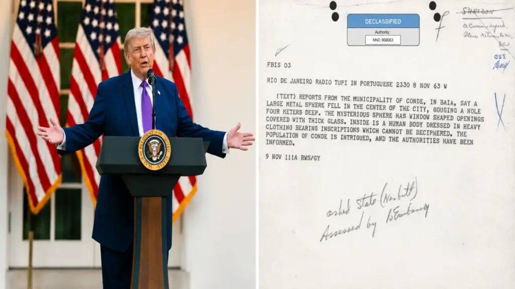 Arquivos dos EUA resgatam o relato de uma ‘esfera metálica’ com um ‘tripulante morto’ que teria caído na Bahia em 1963, mas os próprios telegramas revelam o desfecho, a história foi desmentida e classificada como invenção Arquivos dos EUA resgatam o relato de uma ‘esfera metálica’ com um ‘tripulante morto’ que teria caído na Bahia em 1963, mas os próprios telegramas revelam o desfecho, a história foi desmentida e classificada como invenção