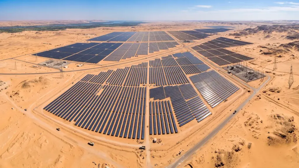 Egito cobre 37 quilômetros quadrados de deserto com 6 milhões de painéis solares, conecta 32 usinas em Benban e cria complexo colossal de 1.465 MW capaz de abastecer mais de 1 milhão de residências Egito cobre 37 quilômetros quadrados de deserto com 6 milhões de painéis solares, conecta 32 usinas em Benban e cria complexo colossal de 1.465 MW capaz de abastecer mais de 1 milhão de residências