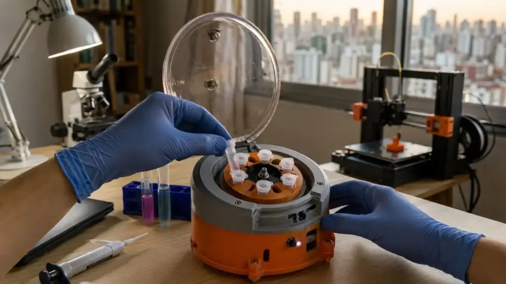 Existe gente montando laboratório de biologia dentro de casa no Brasil, com centrífuga feita de peça de impressora 3D e equipamento que custa um décimo do preço de catálogo, e o movimento já tem endereço em São Paulo Existe gente montando laboratório de biologia dentro de casa no Brasil, com centrífuga feita de peça de impressora 3D e equipamento que custa um décimo do preço de catálogo, e o movimento já tem endereço em São Paulo