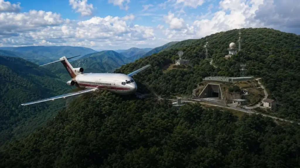Boeing 727 da TWA atingiu o Monte Weather com 92 pessoas a bordo e chamou atenção para uma instalação secreta dos EUA próxima ao local, após descer abaixo da altitude segura durante aproximação ao aeroporto de Dulles em 1974, desastre que levou a mudanças nos procedimentos de voo e nos sistemas de alerta contra colisão com o terreno