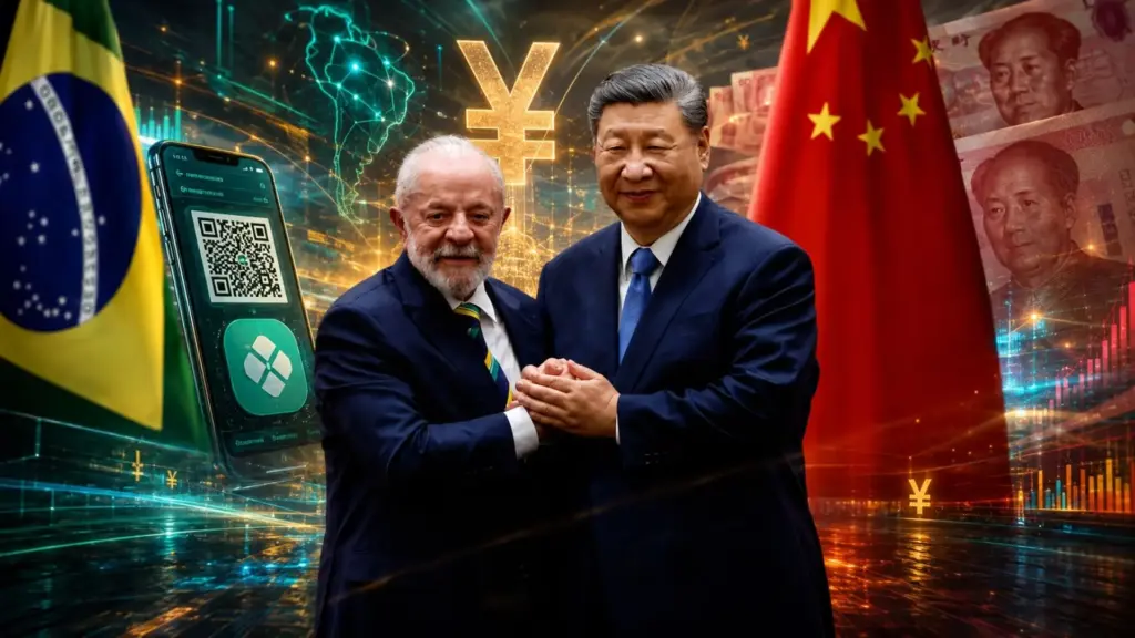 Brasil prepara emissão de R$ 3,8 bilhões em Panda Bonds na China enquanto UnionPay planeja integrar aplicativos chineses ao Pix, movimento que aproxima os sistemas financeiros dos dois países e amplia alternativas ao dólar em meio ao aumento das tensões comerciais com os Estados Unidos