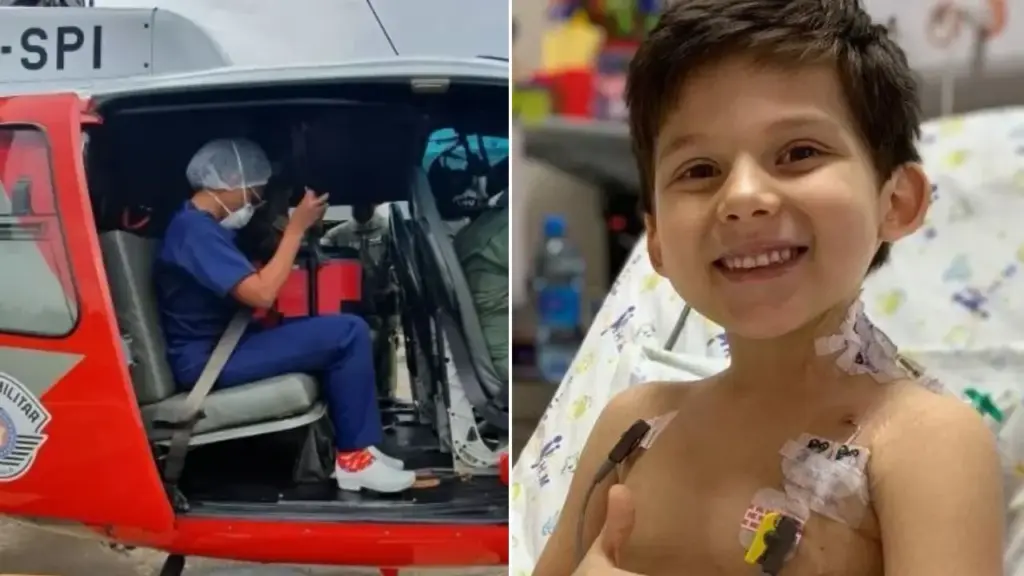 Cada minuto contava para salvar Vitor, de 6 anos: após surgir um coração compatível em Ribeirão Preto, policiais da Base de Aviação da PM, piloto do helicóptero Águia e equipe médica montaram uma força-tarefa para levar o órgão por 200 km até São José do Rio Preto, onde ele foi implantado após 161 minutos fora do corpo