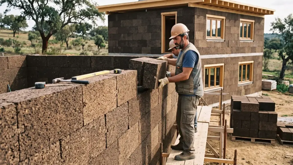 Argamassa com os dias contados? Casa usa 1.268 blocos gigantes de cortiça encaixados sem cola nem cimento e pode ser desmontada para que todas as peças sejam usadas novamente Argamassa com os dias contados? Casa usa 1.268 blocos gigantes de cortiça encaixados sem cola nem cimento e pode ser desmontada para que todas as peças sejam usadas novamente